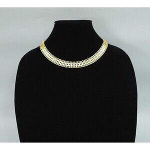 Vintage 90s Monet Necklace Egyptian Revival Chunky Woven Gold Tone Statement
